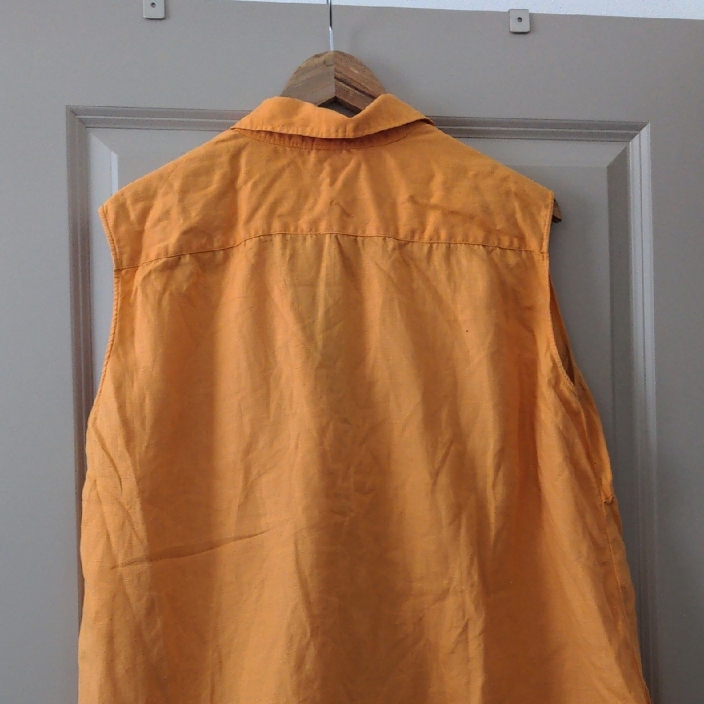Ralph Lauren Women's Orange Button-Down Sleeveless Shirt - Picture 8 of 8